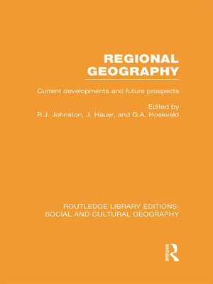 cover image of Regional Geography (RLE Social & Cultural Geography)